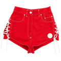 Jean Paul Gaultier Lace Denim Shorts "Red"