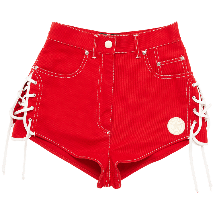 Jean Paul Gaultier Lace Denim Shorts "Red"