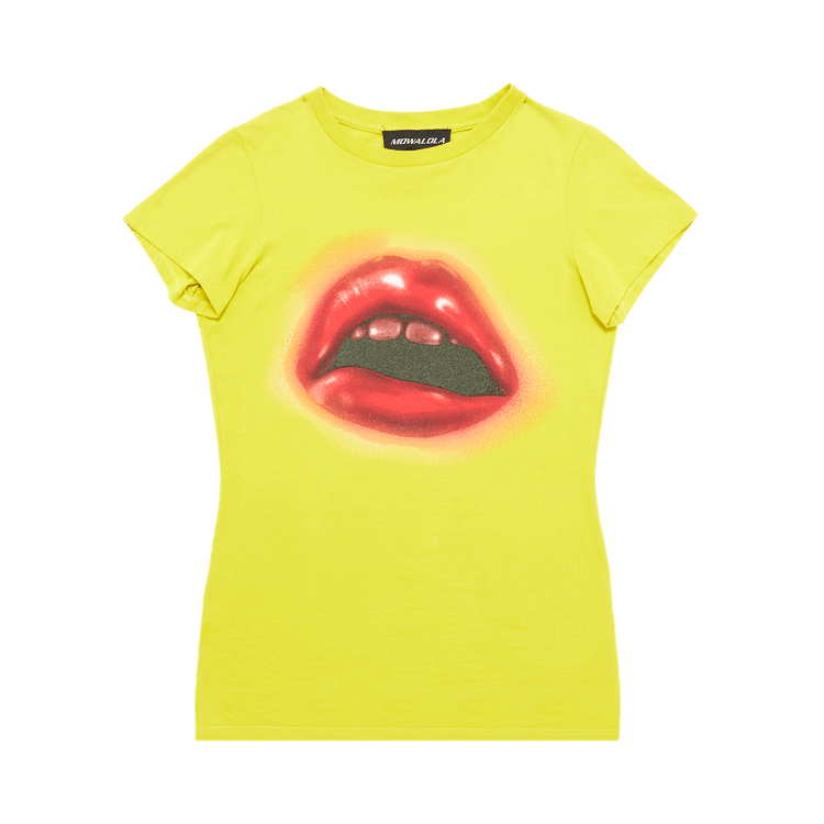 Mowalola Mouth Print Stretch Viscose Baby T-Shirt "Yellow"