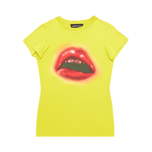 Mowalola Mouth Print Stretch Viscose Baby T-Shirt "Yellow"
