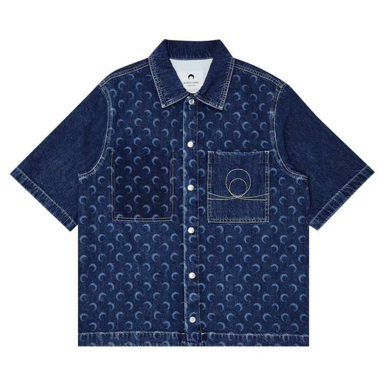 Marine Serre Deadstock Denim Workwear Shirt "Blue"