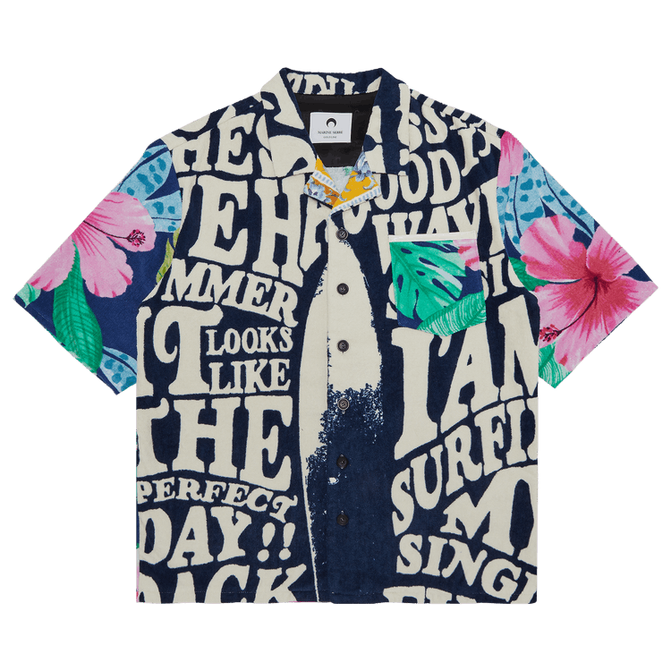 Marine Serre Regenerated Jersey Jacquard Towels Bowling Shirt "Multicolor"