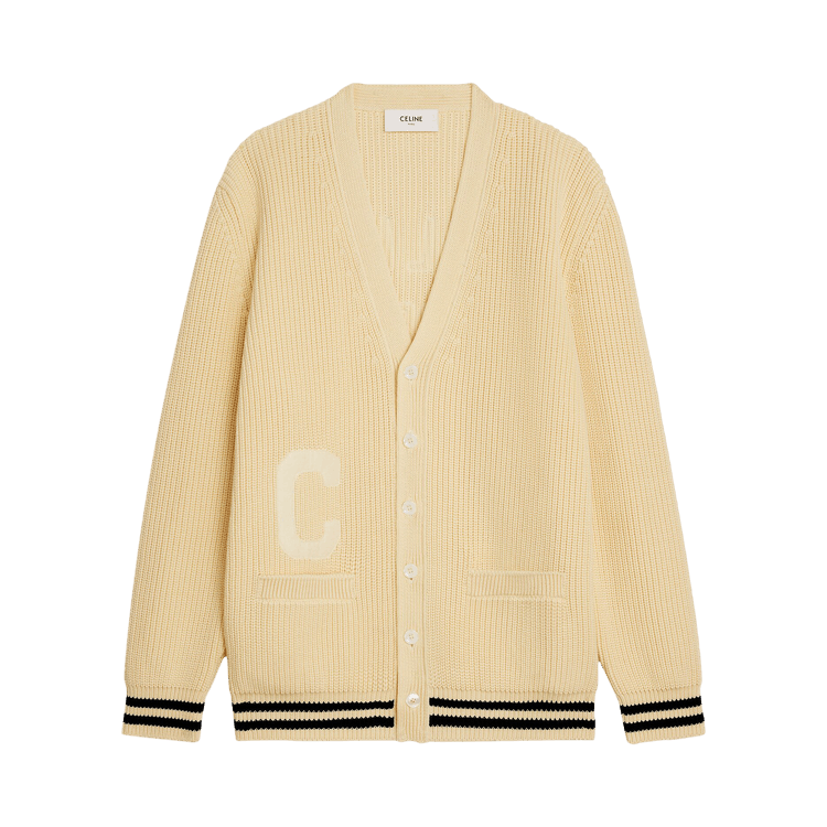 CELINE College Cardigan "Ecru/Black"