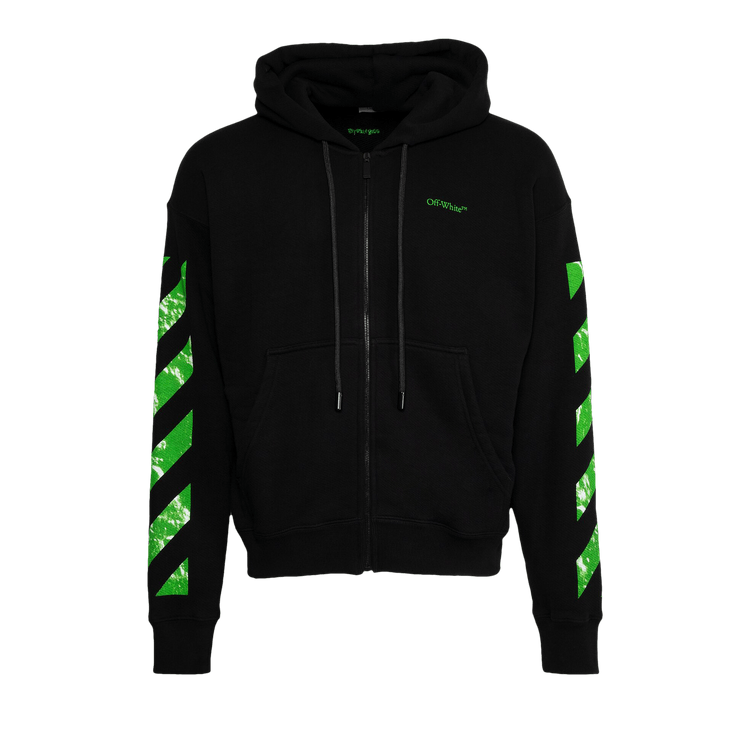 Off-White Moon Cam Arrow Zip Skate Hoodie "Black/Green"