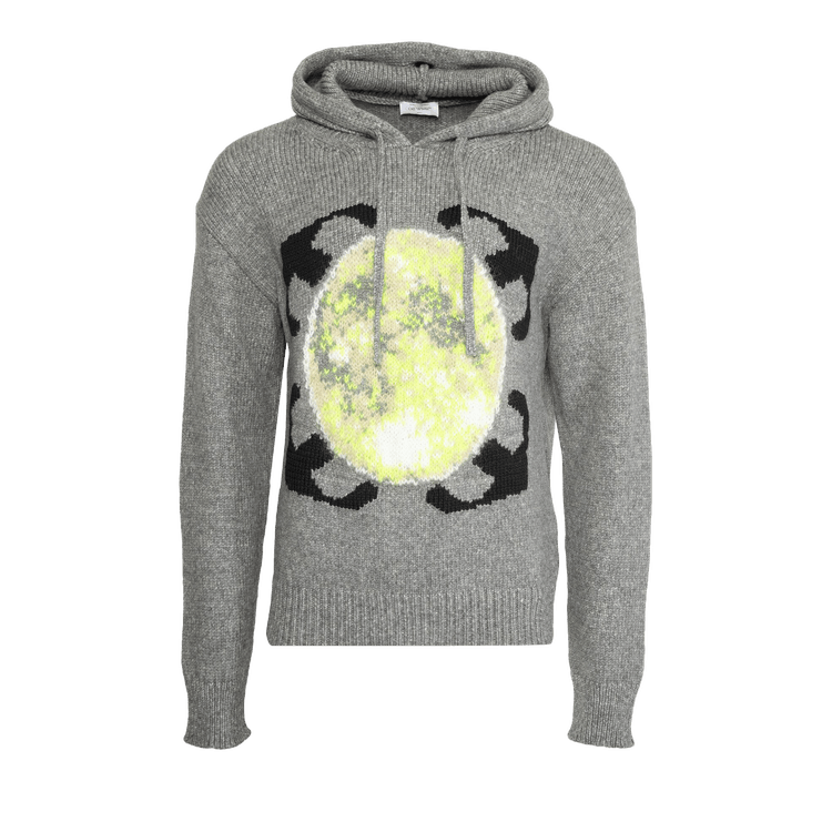 Off-White Arrow Moon Chunky Knit Hoodie "Grey/Black"