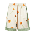 Nahmias Colorblock Poppy Silk Shorts "Poppy/Ivory"