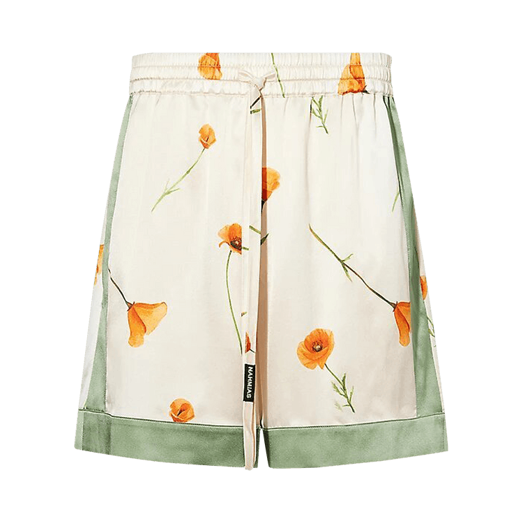 Nahmias Colorblock Poppy Silk Shorts "Poppy/Ivory"
