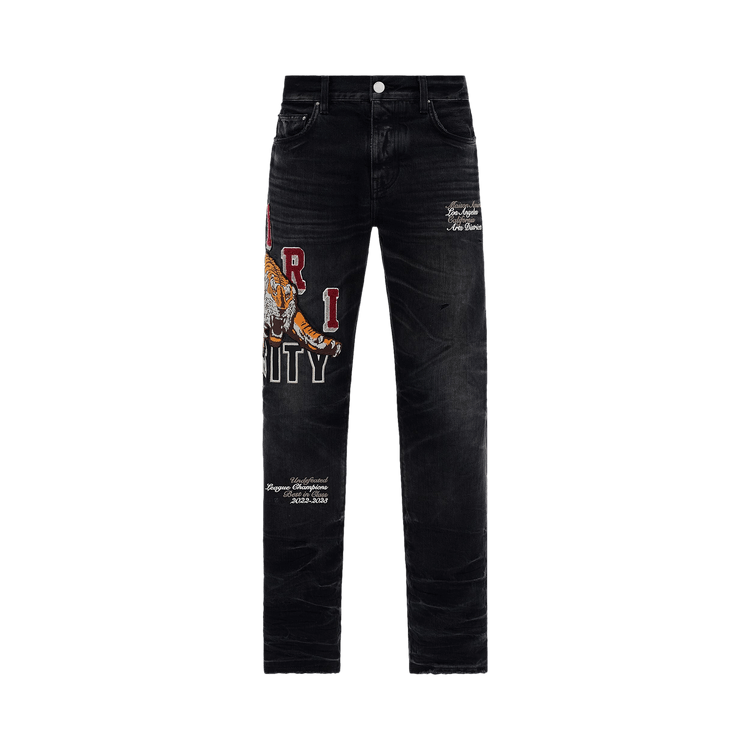 Amiri Amiri Varsity Tiger Straight Jean "Faded Black"