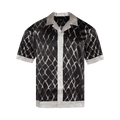 Nahmias Colorblock Swish Short-Sleeve Silk Shirt "Black Swish"