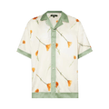 Nahmias Colorblock Poppy Short-Sleeve Silk Shirt "Poppy/Ivory"