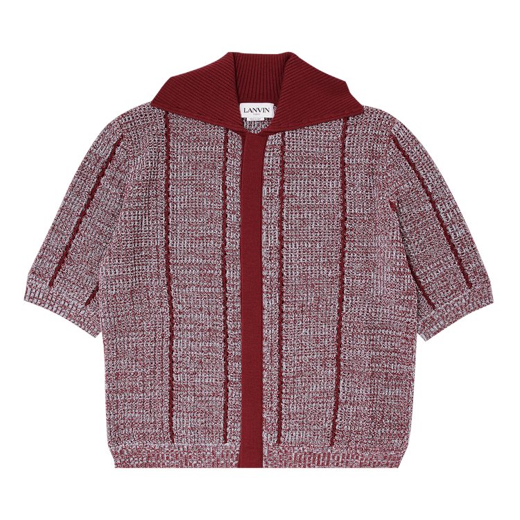 Lanvin Lace Knit Button Up Polo "Red/Multicolor"