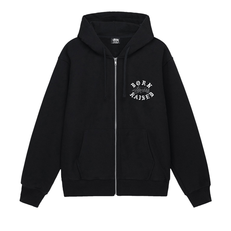 Stussy x Born X Raised Logo Zip Hoodie "Black"