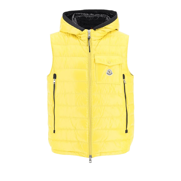 Moncler Ragot Hooded Down Gilet "Medium Yellow"
