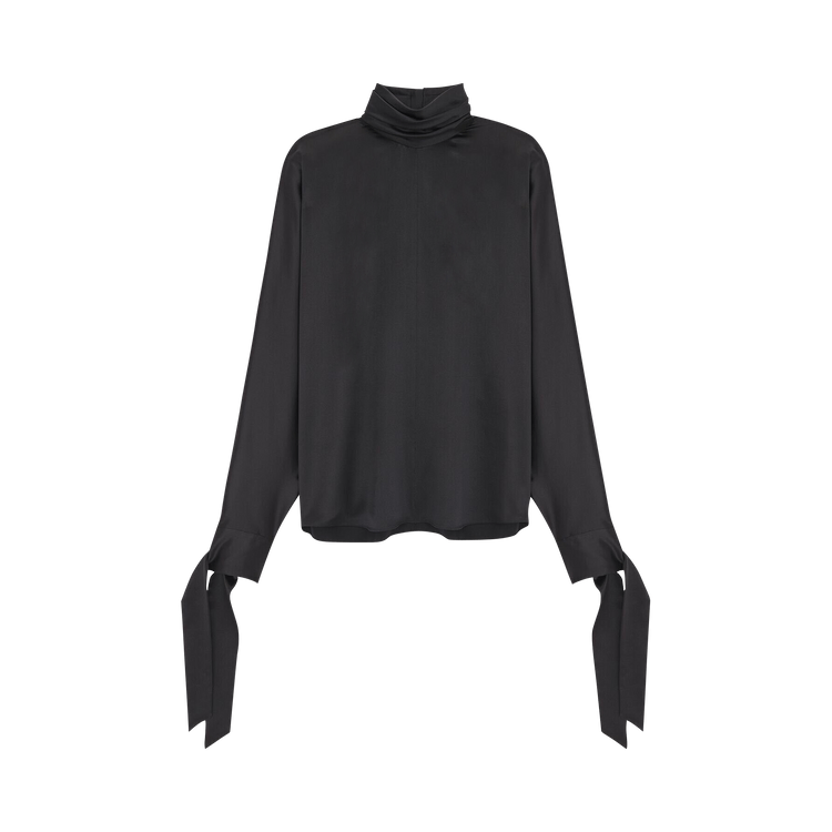 Saint Laurent High Neck Silk Blouse "Black"