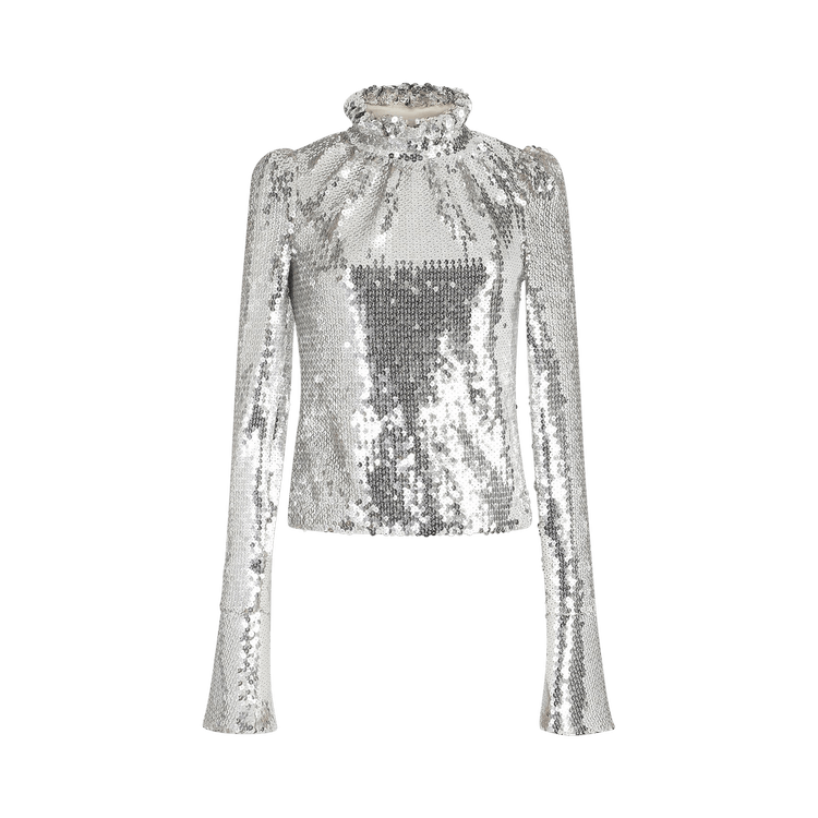 Rabanne Sequin Embellished Top "Silver"