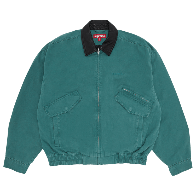Supreme Leather Collar Utility Jacket "Green"