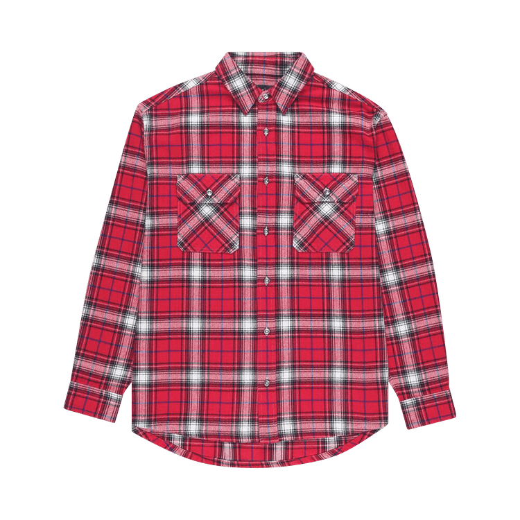 PURPLE BRAND Plaid Flannel Shirt "Red"