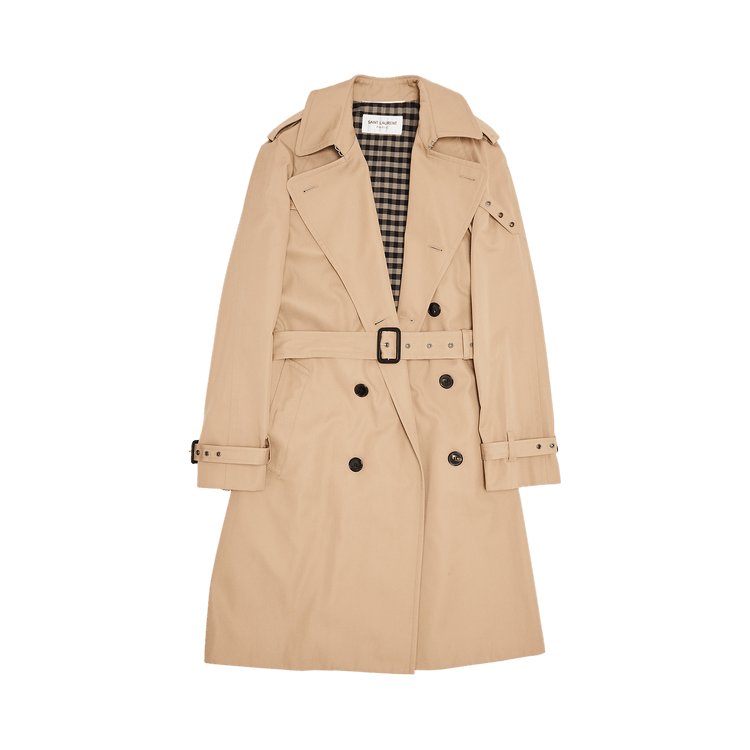 Saint Laurent Belted Gabardine Trench Coat "Tan"