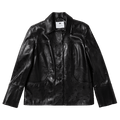 Marine Serre Crescent Moon Boxy Leather Jacket "Black"
