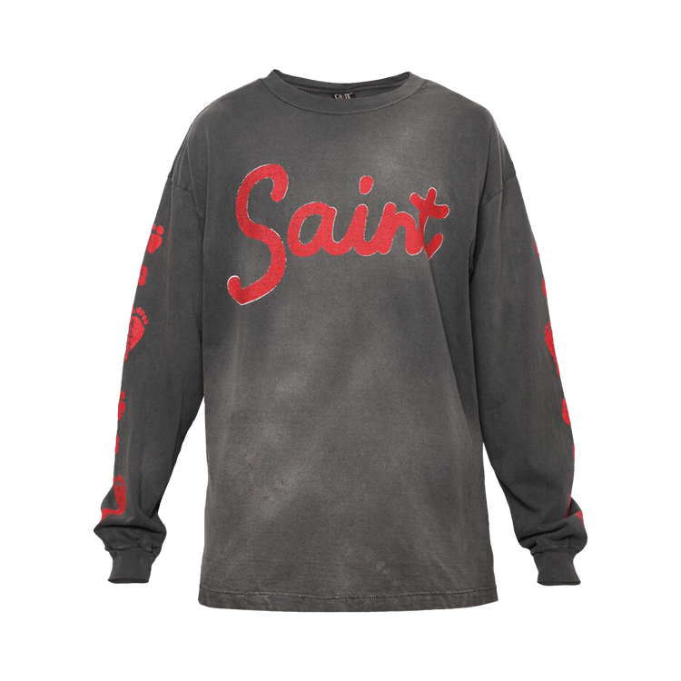 SAINT Mxxxxxx Foot Print Long-Sleeve Tee "Black"
