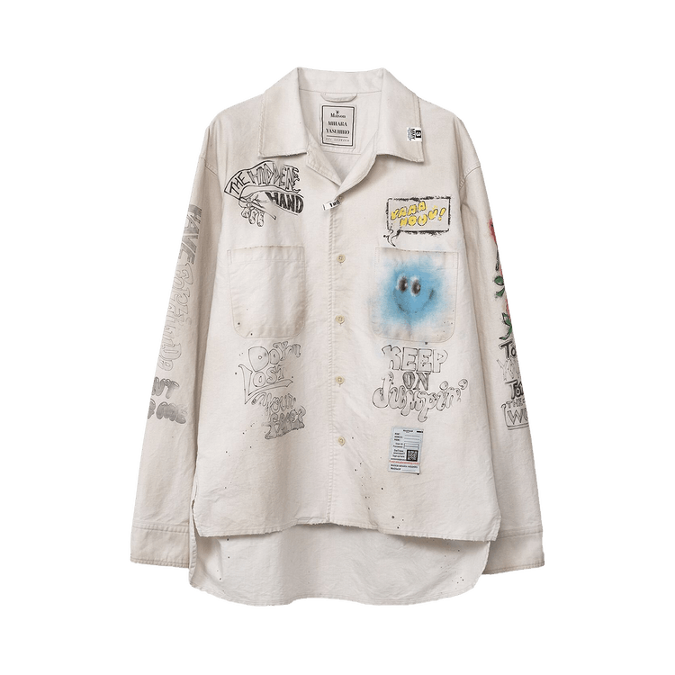 Maison Mihara Yasuhiro Distressed Graphic Shirt "White"
