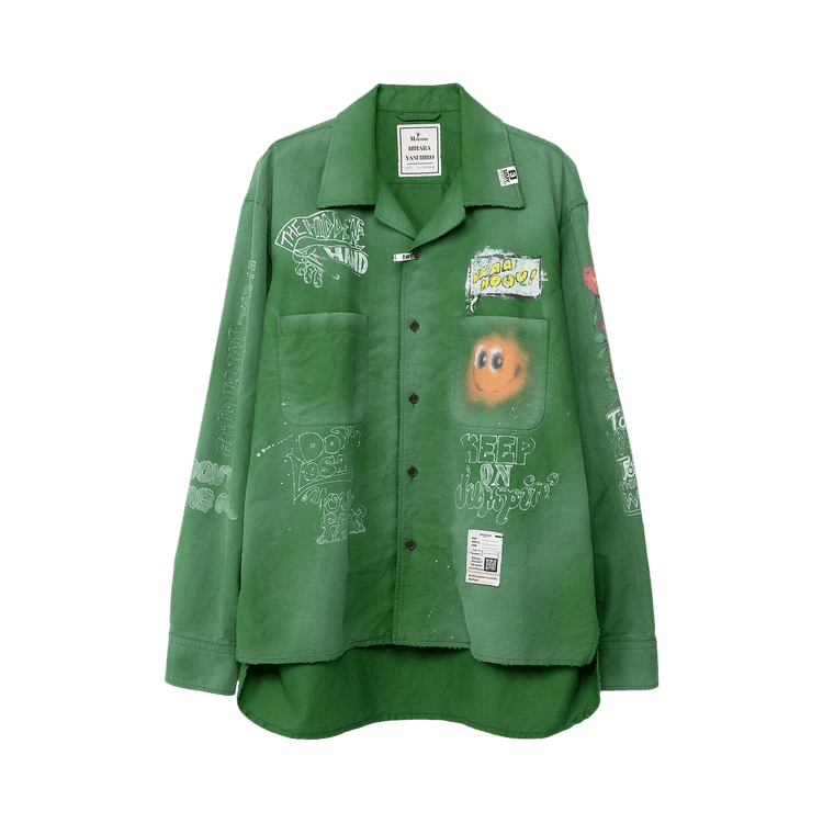 Maison Mihara Yasuhiro Distressed Graphic Shirt "Green"