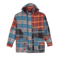 BLUEMARBLE Studded Tartan Wool Parka "Red/Blue"