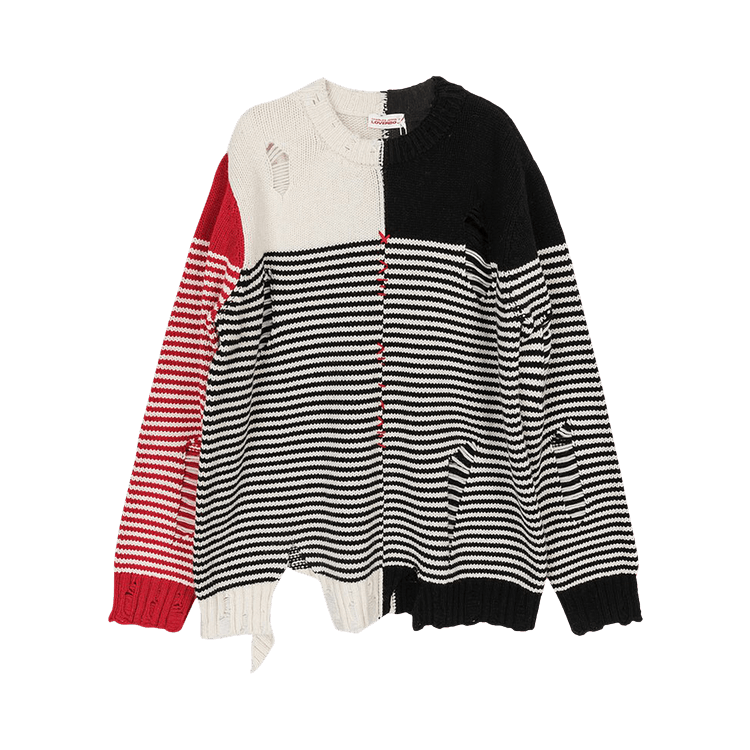Charles Jeffrey Loverboy Mega Shred Jumper "Black/Ecru/Red"