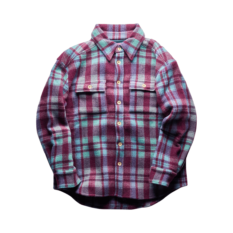 The Elder Statesman Felt Check Shacket "Berry"
