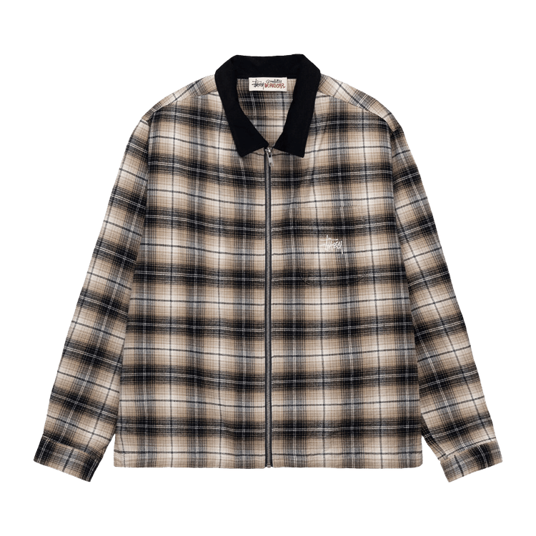 Stussy Frank Plaid Zip Shirt "Taupe"
