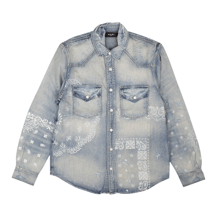 Amiri Screen Print Bandana Shirt "Blue"
