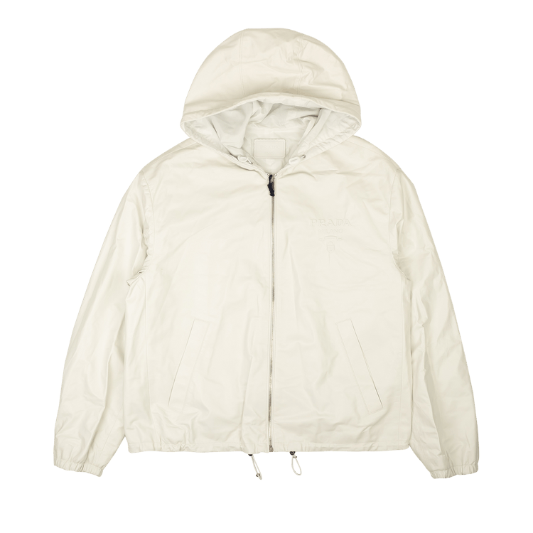Prada Nappa Hooded Leather Jacket "White"