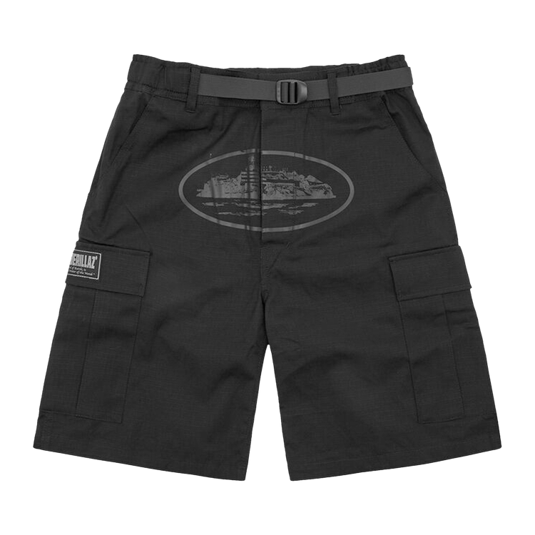 Corteiz Alcatraz Cargo Shorts "Triple Black"