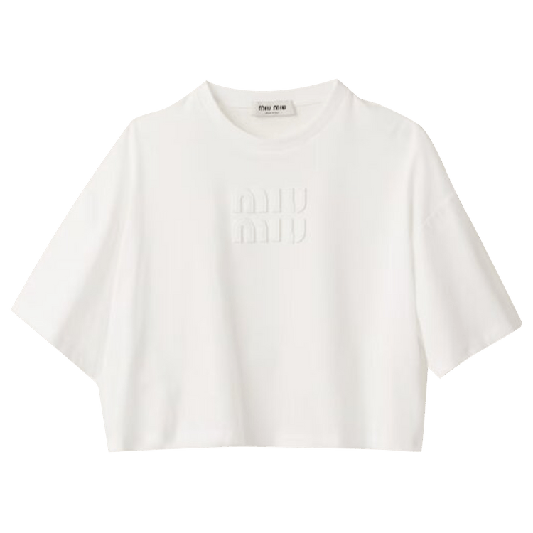 Miu Miu Cropped Jersey T-Shirt "White"