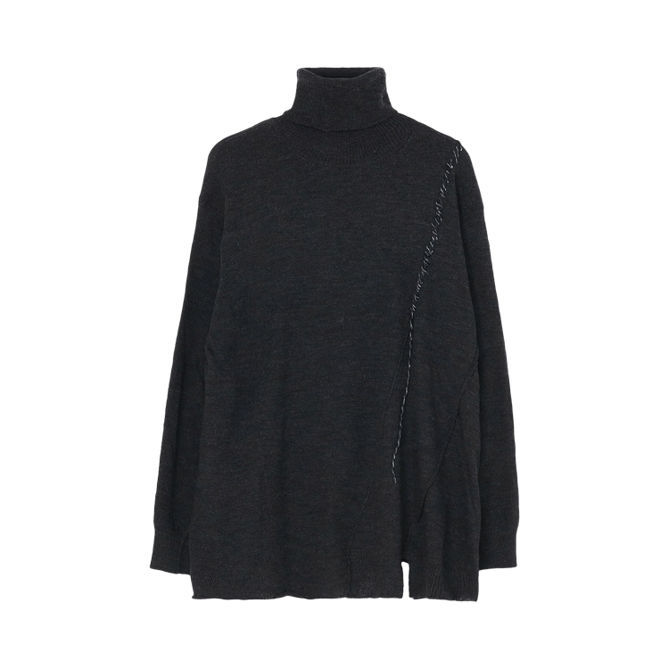 Yohji Yamamoto Pour Homme Diagonal Seam Detail Knitted Turtleneck "Charcoal"