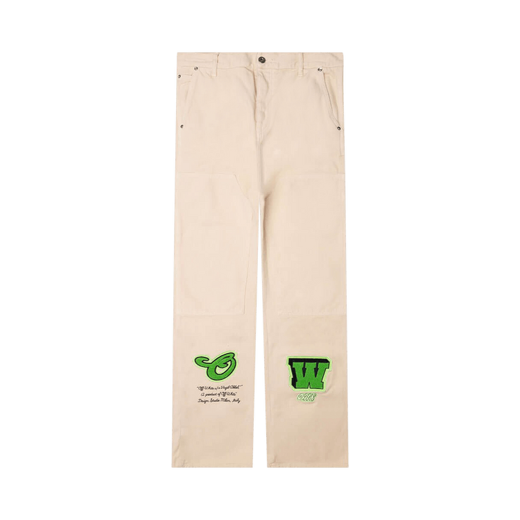 Off-White Straight Leg Varsity Hammer Flare Denim Jeans "White/Green"