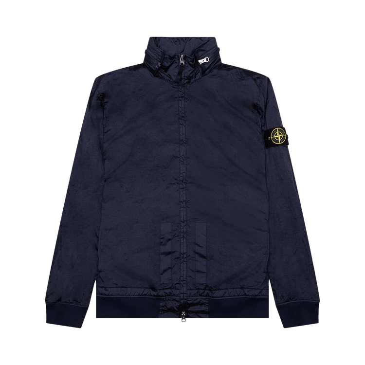 Stone Island Waffen Patch Foldable Hooded Zip Up Jacket "Navy Blue"