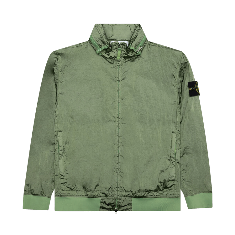 Stone Island Waffen Patch Foldable Hooded Zip Up Jacket "Sage"