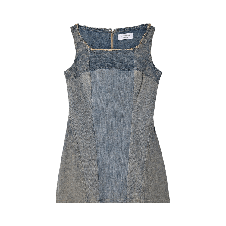Marine Serre Regenerated Denim Mini Dress "Blue"