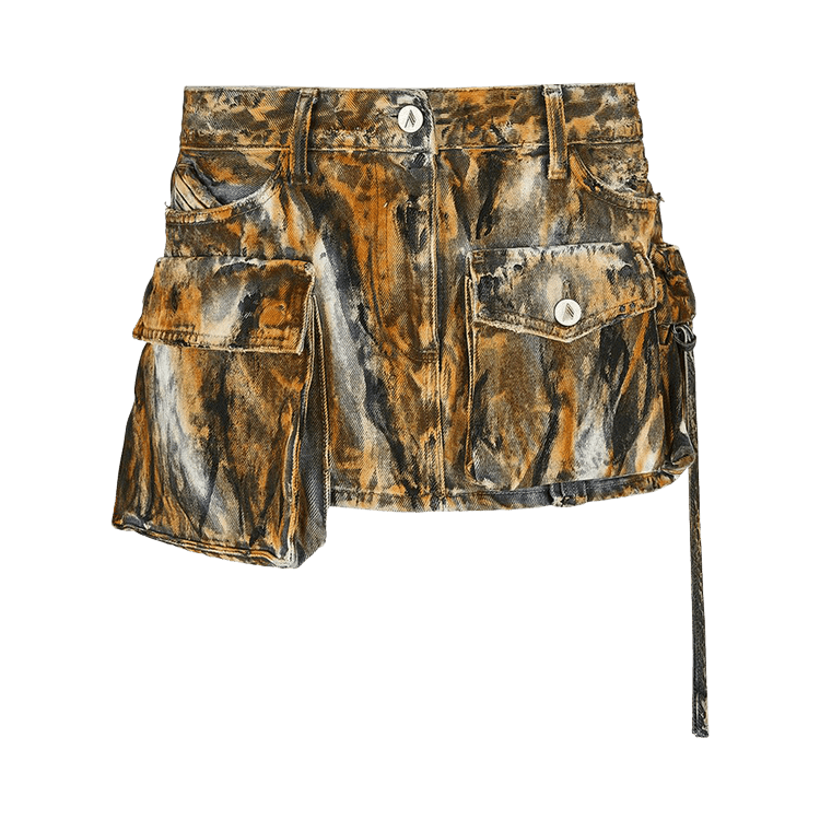 The Attico Fay Mini Skirt "Black/Mustard Marble"