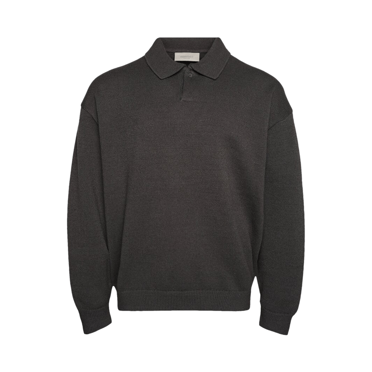 Fear of God Essentials Knit Long-Sleeve Polo "Off Black"