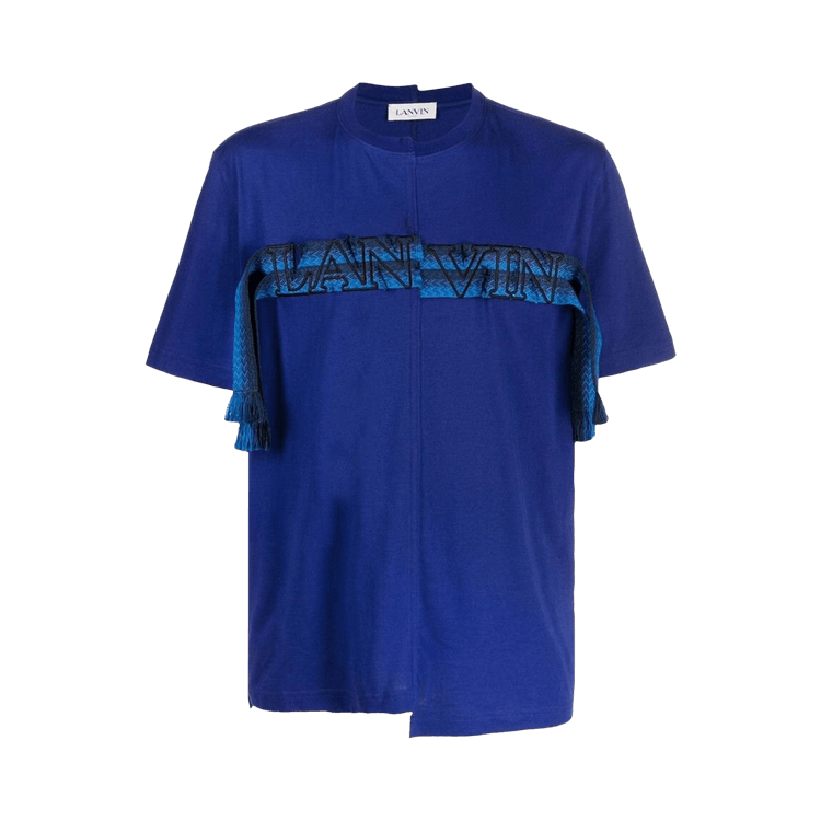 Lanvin Lace Curb Asymmetric T-Shirt "Majorelle Blue"