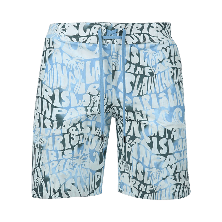 Lanvin Wave Print Swim Trunks "Teal"