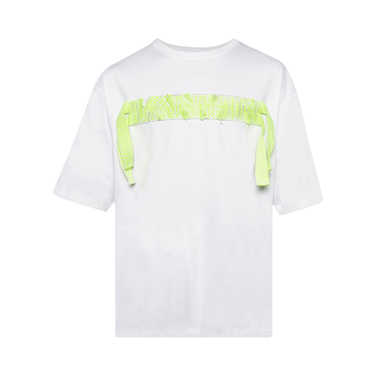 Lanvin Curb Embroidered T-Shirt "Optic White/Green"