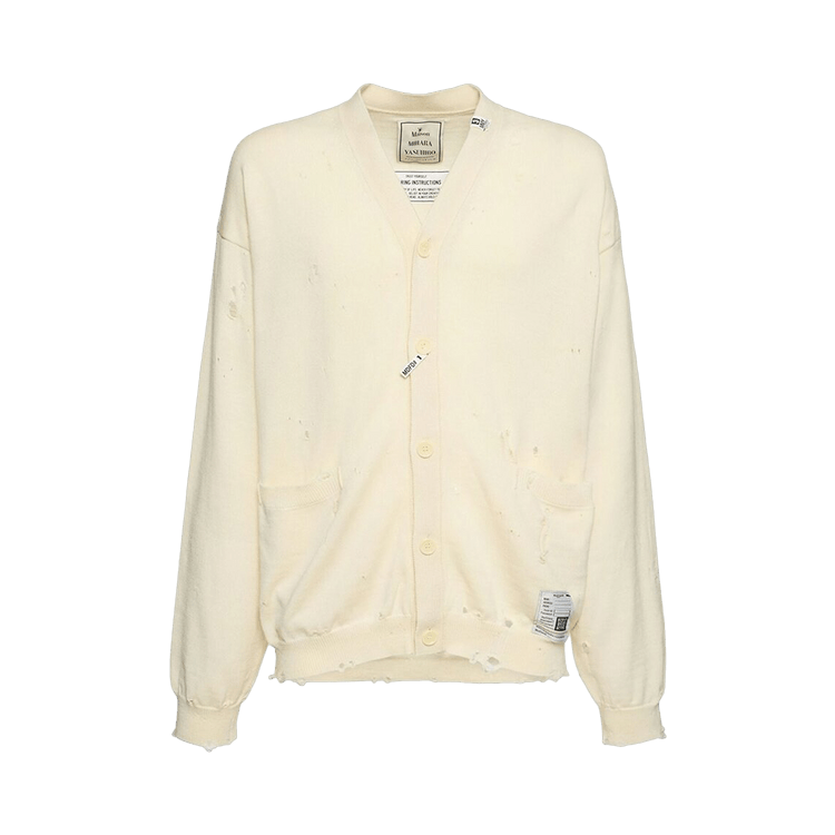 Maison Mihara Yasuhiro Distressed Knit Cardigan "White"