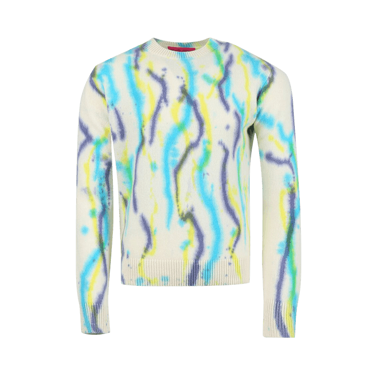 The Elder Statesman Watercolor Crew "Ivory/Multicolor"