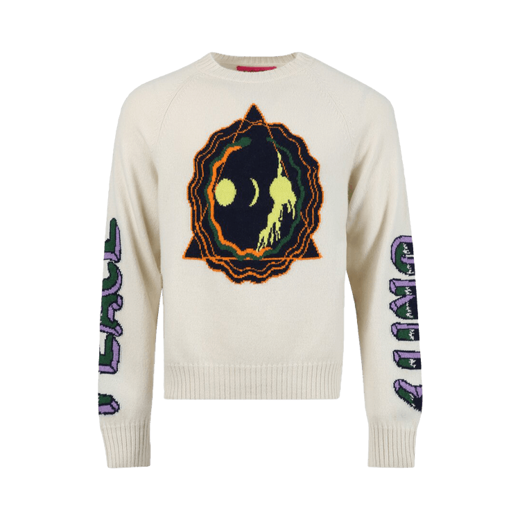 The Elder Statesman Peace And Unity Raglan Crew "Ivory"