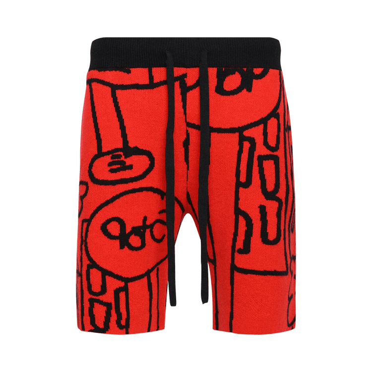 The Elder Statesman Newspaper Relaxed Short "Black/Flame"
