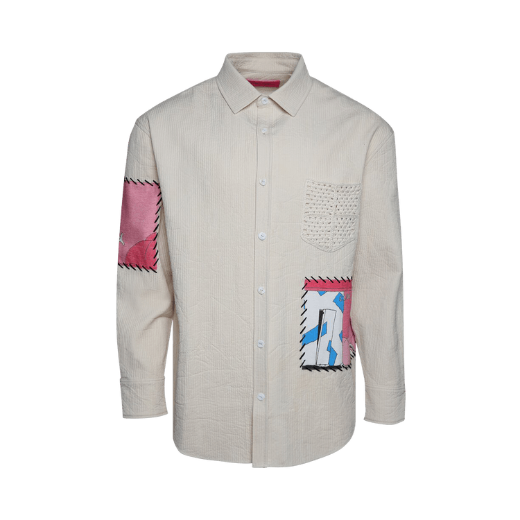 The Elder Statesman Ripple Pleat ViroT-Shirt "Ivory"