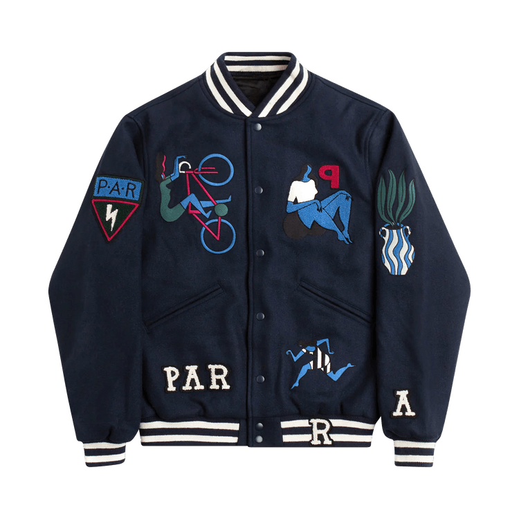 Parra Run Sit Bike Varsity Jacket "Navy Blue"